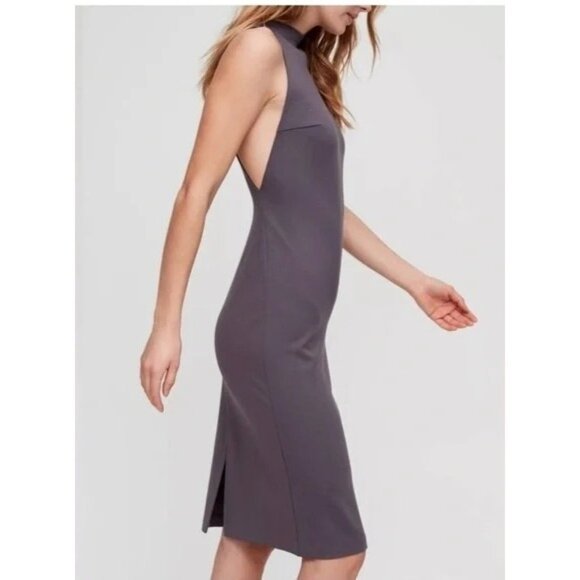 Aritzia Babaton Matheson Ponte Bodycon High Neck Dress Magnetic Gray Size 6 - Picture 1 of 11